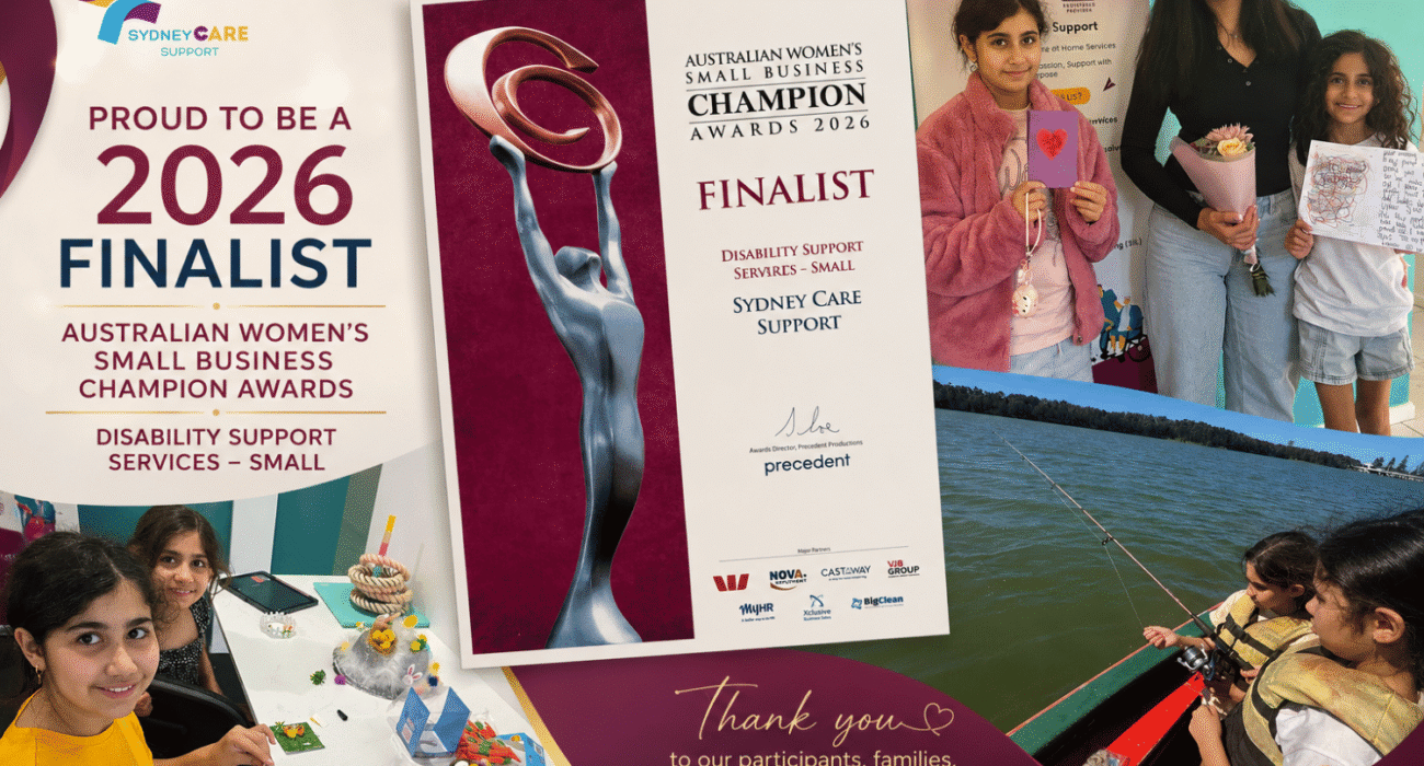 Sydney Care Support 2026 Australian Women's Small Business Champion Awards finalist certificate for Disability Support Services Small