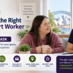 Participant and NDIS support worker enjoying a community activity in Sydney