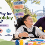 Children participating in school holiday community activities with disability support in Sydney.